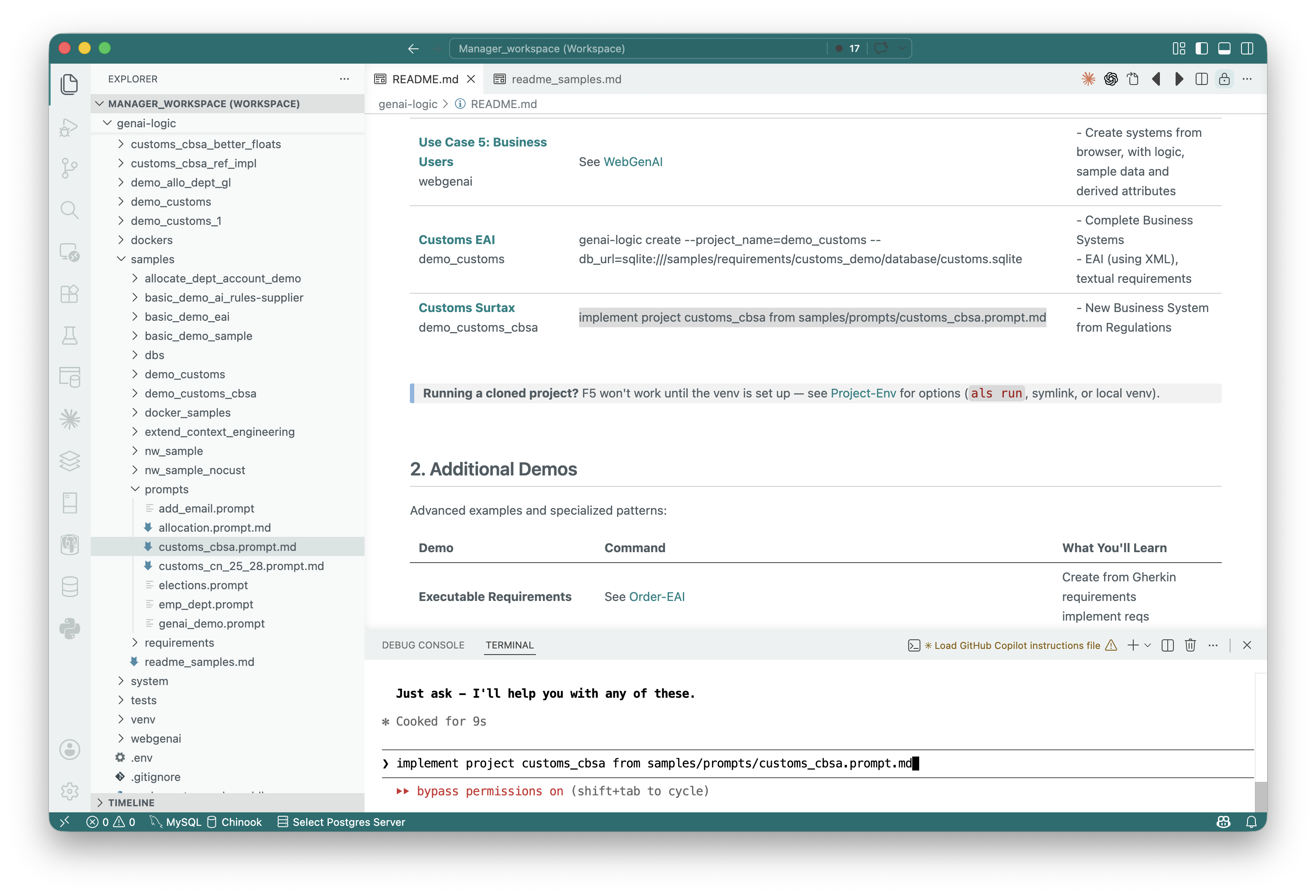 Project creation from Manager using Claude Code terminal